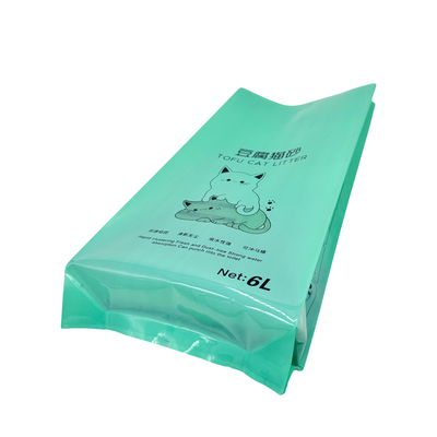Mua Custom 6L Green Back Sealed Side Gusset tái chế nhựa chân không Sealed Cat Litter Packaging Bags with Clear Window online manufacture