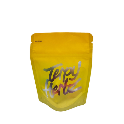 Mua Màu vàng mờ một mặt nhựa một mặt rõ ràng đứng lên túi 3.5 G Weedwith Childproof Zipper online manufacture