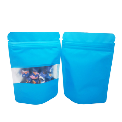 Mua Thiết kế Sky Blue Matte Soft Touch Bề mặt có thể đóng lại Stand Up Mylar Food Storage Bags với cửa sổ để lưu trữ đồ ăn nhẹ online manufacture