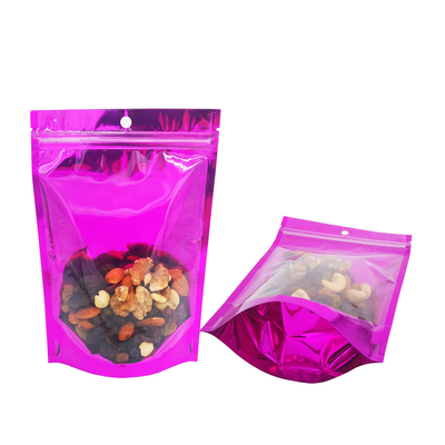 Mua 4X6 Inch Mặt trước Hình cửa sổ rõ ràng Lưng giấy màu tím Đứng lên túi Mylar với Ziplock cho bao bì thực phẩm online manufacture