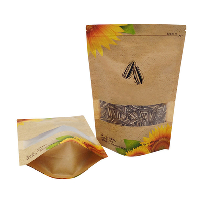 Mua Kiểm tra nước Ziplock Kraft đứng lên túi với cửa sổ cho hạt hướng dương Bao bì thực phẩm online manufacture