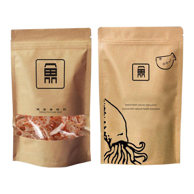 Mua Bao bì giấy Kraft đứng đứng với khóa khóa với cửa sổ matte rõ ràng cho bao bì thực phẩm biển khô online manufacture