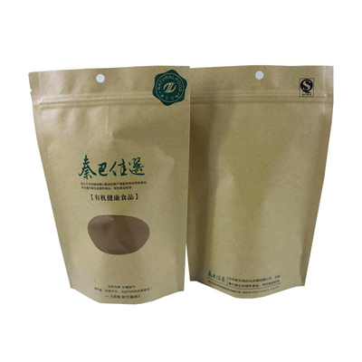 Mua In Eco thân thiện có thể đóng lại đứng lên Kraft túi giấy với cửa sổ tròn tùy chỉnh cho lá trà đậu đóng gói online manufacture