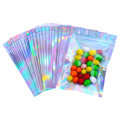 Mua Thùng Mylar Holographic có thể niêm phong bằng nhiệt có thể niêm phong lại với Ziplock có thể niêm phong lại để đóng gói thực phẩm Lưu trữ đa dụng online manufacture