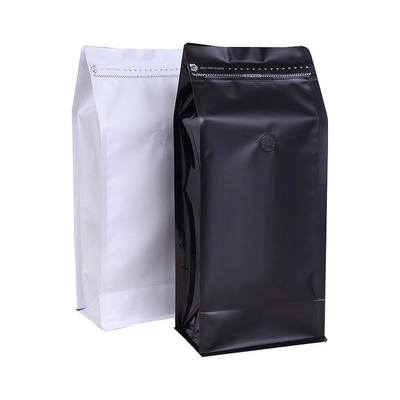 Mua 1lb Trắng Đen High Barrier Flat Bottom Coffee Bag Lông nhôm với van khóa lại Zipper bên online manufacture