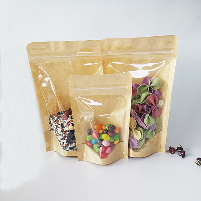 Mua Matt Lamination Zipper Seal Kraft Stand Up pouches với cửa sổ in số cho túi đóng gói thực phẩm online manufacture