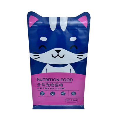1.5kg thiết kế hình dạng mèo tùy chỉnh đứng lên hộp phẳng đáy vật nuôi mèo túi đóng gói thực phẩm túi với khóa lại