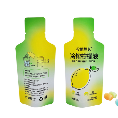 Chiếc chai chống mùi in tùy chỉnh hình dạng túi đứng thẳng với niêm mạc nước mắt lót cho nước chanh đồ uống đóng gói