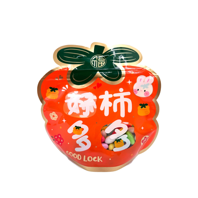 Hình dạng cá tây màu cam Eco Friendly Stand Up Pockets Zipper Top Bags With Clear Window For Food