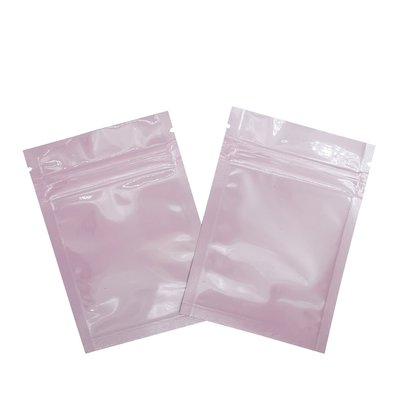 Chất in tùy chỉnh chống mùi chống ánh sáng màu hồng phẳng có thể mở lại túi Mylar túi nhựa với khóa khóa cho thực phẩm, mặt nạ