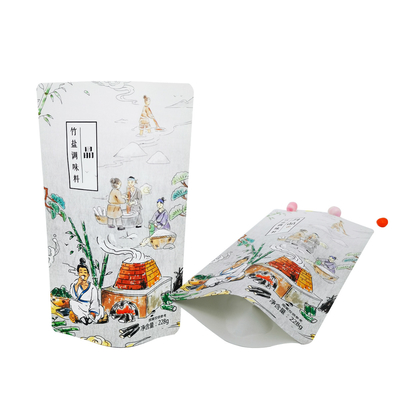 Bảng giấy trắng nhựa nhôm nhựa đứng lên túi thực phẩm tái sử dụng cho gia vị đồ ăn nhẹ thực phẩm bột muối