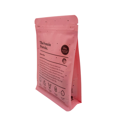 Nhựa màu hồng có thể tái chế EVOH có thể đóng lại hộp túi đáy để đóng gói protein bánh nướng