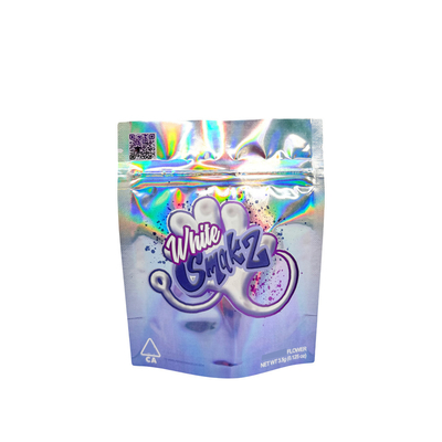 Vàng Holographic Re-sealable Stand Up Mylar Food Bags 3.5g Mô hình hoạt hình đặc biệt