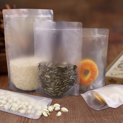 3.9 x 5.9 Inch Seal nhiệt Matte Clear Stand Up pouch Bags với khóa khóa khóa có thể khóa lại cho thực phẩm, đậu, đồ ăn nhẹ